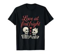 Amor al Primer susto romántico Esqueleto Pareja gráfico Camiseta