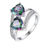 Amor Aleación Incrustada Rhinestone Anillo Mujer Gema Popular Anillo Exquisito Joyería De Moda Simple Baguier Ronda Anillos, 7, Metal, Sin piedras preciosas
