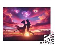 Amor Atardecer Puzzle 1000 Piezas Papel Reciclado para Adultos Puzzle para Adultos Juego Educativo con desafío Excelente Idea de Regalo para la descompresión 38x26cm/1000pcs