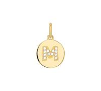 amor - Colgante de Collar para Mujer en Plata 925 - Chapados en Oro/Dorado - con Circonita - Motivo de Letra M - AMR-P0016