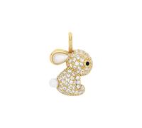 Amor Colgante de plata de ley 925 para mujer, con ojo de gato, con perla de concha, 1,4 cm, color blanco, conejo, viene en caja de regalo, 2039035, onesize, Plata de ley, Cat's Eye