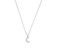 Amor collar con colgante Collar de plata de ley 925 para señoras, con sintetizador de circonitas cúbicas, 42+3 cm, plata, luna, Se entrega en caja de regalo de joyería,