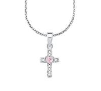 Amor collar con colgante de plata de ley 925 collar de niña, con sintetizador de circonita cúbica, 35+3 cm, plata, cruz, Viene en caja de regalo de joyería