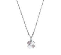 Amor collar con colgante de plata de ley 925 collar de niña, con sintetizador de circonita cúbica, 35+3 cm, plata, trébol, Viene en caja de regalo de joyería