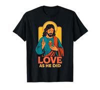 Amor como Él Hizo Sagrado Corazón Jesús Fe Cristiana Retro Icono Camiseta
