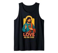 Amor como Él Hizo Sagrado Corazón Jesús Fe Cristiana Retro Icono Camiseta sin Mangas