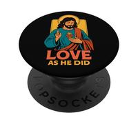 Amor como Él Hizo Sagrado Corazón Jesús Fe Cristiana Retro Icono PopSockets PopGrip Adhesivo