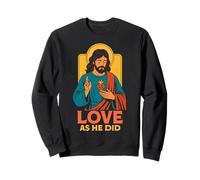 Amor como Él Hizo Sagrado Corazón Jesús Fe Cristiana Retro Icono Sudadera
