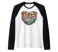 Amor como Jesús Religioso Dios Fe Groovy Christian Girls Camiseta Manga Raglan