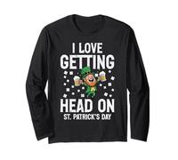 Amor Conseguir Cabeza en el día de San Patricio Funny Saint Pattys Hombres Manga Larga