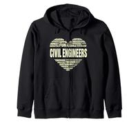 Amor Corazón Hechos Ingenieros Civiles Amante Ingeniería Vida Trabajo Sudadera con Capucha