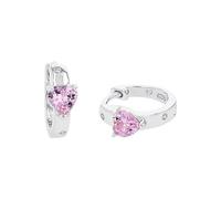 Amor Creoles Plata de Ley 925 Joyas de Orejas para Niñas, con sintetizador de circonita cúbica, 1 cm, Plata, Corazón, Viene en Caja de Regalo de Joyería,