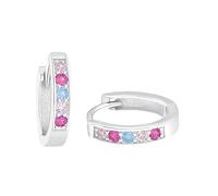 Amor Creoles Plata de Ley 925 Joyas de Orejas para Niñas, con Sintetizador de Circonitas, 1,2 cm, Plata, Viene en Caja de Regalo de Joyería