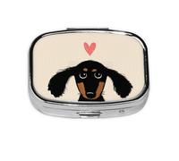 Amor de cachorro de perro salchicha, Pastillero cuadrado para bolsillo o monedero, pequeño contenedor de pastillas, organizador de pastillas de viaje