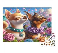 Amor de Chihuahua Puzzle 1000 Piezas Papel Reciclado para Adultos Puzzle para Adultos Juego difícil y desafiante Juego Familiar Divertido Excelente Idea de Regalo para relajación 52x38cm/1000pcs