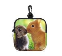 Amor de Conejo Impreso,Bolsa de Almacenamiento Cuadrada con Cremallera, Monedero de Neopreno, Carteras pequeñas, Monedero pequeño, Monedero