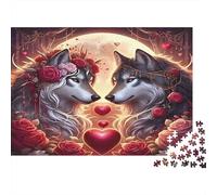 Amor de Lobo Puzzle 1000 Piezas Papel Reciclado para Adultos Puzzle para Adultos Juego desafiante Imposible difícil Excelente Idea de Regalo para relajación y Creatividad 52x38cm/1000pcs
