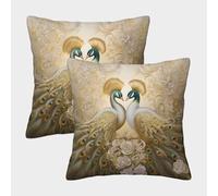 Amor de Pavo Real Estilo de Arte Ornamental Funda De Almohada 40x40cm 2 Paquetes Sofá Cama Hogar Juego Al Aire Decorativo