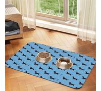 Amor de Perro Salchicha en Azul,Tapete Impermeable para Comida de Mascotas, manteles Individuales para Comida y Agua para Perros y Gatos, tapetes de Cuero sintético para Comida.,40x60cm