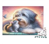Amor de Perro y Gato Puzzle 1000 Piezas Papel Reciclado para Adultos Puzzle para Adultos Juego Familiar Divertido Regalo y Actividad Divertida para casa Excelente Idea de Regalo 38x26cm/1000pcs