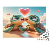 Amor de Tortuga Puzzle 1000 Piezas Papel Reciclado para Adultos Puzzle para Adultos Juego Familiar Divertido y desafiante Actividad Divertida para casa Excelente Idea de Regalo 52x38cm/1000pcs