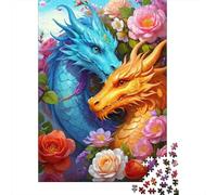 Amor del dragón Azul 1000 Piezas Papel Durable Puzzle para Adultos Portátil Fácil Almacenar Horas De Entretenimiento Ocio En Casa 38x26cm/1000pcs