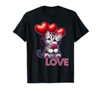 Amor Día de San Valentín Amantes del Corazón Gato Camiseta Camiseta