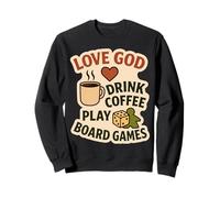 Amor Dios Beber Café Jugar Juegos De Mesa Amante Vintage Sudadera