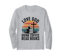 Amor Dios Beber Café Leer Libros Christian Retro Reading Manga Larga