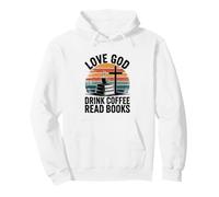 Amor Dios Beber Café Leer Libros Christian Retro Reading Sudadera con Capucha