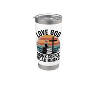 Amor Dios Beber Café Leer Libros Christian Retro Reading Vaso térmico de acero inoxidable de doble pared