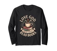Amor Dios Beber Café Leer Libros Christian Vintage Reading Manga Larga