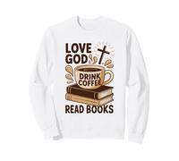 Amor Dios Beber Café Leer Libros Christian Vintage Reading Sudadera