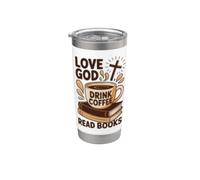 Amor Dios Beber Café Leer Libros Christian Vintage Reading Vaso térmico de acero inoxidable de doble pared