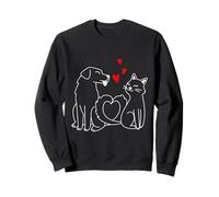 Amor Entre Perro Gato Corazones Felices Sudadera
