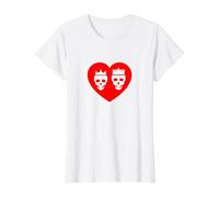 Amor Eterno Rey y Reina Corazón Rojo San Valentín Humor Camiseta gráfica económica, Mujer, Blanco, S