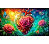 Amor-Flores Puzzle Imposible,desafío for Adults Entretenimiento Creativo 1000 Piezas Obra de Arte de Juego de para Adultos y Niños a Partir de 12 Años 38x52cm/1000pcs