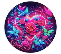 Amor Flores Rompecabezas De Redondo 1000 Piezas Adultos para Niños Circular Puzzle Niños Construir Maquetas Hogar Decoración Educativos Juegos 1000pcs (67.5x67.5cm)