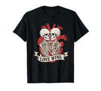 Amor gana pareja esqueleto con corazón anatómico Camiseta