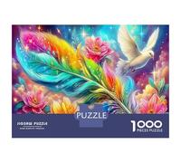 Amor Iluminado por la Luna 1000 Pieza Puzzlepluma Arco Iris Dove Rompecabezas Premium con Las Challenge Puzzle Adultos Y Niños +14 Años Colores Variados52x38cm/1000pcs