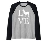 Amor Llama Alpaca Silueta Llamas Amante Dueño Mascota Camiseta Manga Raglan