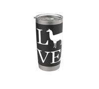 Amor Llama Alpaca Silueta Llamas Amante Dueño Mascota Vaso térmico de acero inoxidable de doble pared