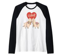 Amor Llamas Juego de Palabras Lindo Alpaca Pareja Romántico Corazón Camiseta Manga Raglan