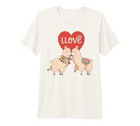 Amor Llamas Juego de Palabras Lindo Alpaca Pareja Romántico Corazón Camiseta Premium