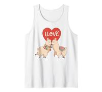 Amor Llamas Juego de Palabras Lindo Alpaca Pareja Romántico Corazón Camiseta sin Mangas