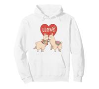 Amor Llamas Juego de Palabras Lindo Alpaca Pareja Romántico Corazón Sudadera con Capucha