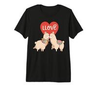 Amor Llamas Lindo Animal Pareja San Valentín Corazón Estética Camiseta Premium