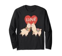 Amor Llamas Lindo Animal Pareja San Valentín Corazón Estética Manga Larga