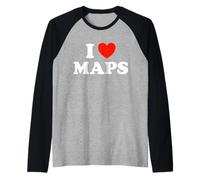Amor Mapas Divertido Atlas Libro Geográfico Globo Navegar Fan Camiseta Manga Raglan