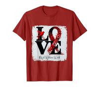 Amor Margarita Flor Pájaro Rojo Cinta Roja Semana Concientización Camiseta